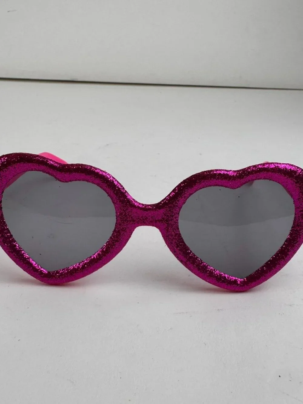 Pink Glitter Heart Sunglasses Neon Hot Pink Frames Funky Festival Party Costume